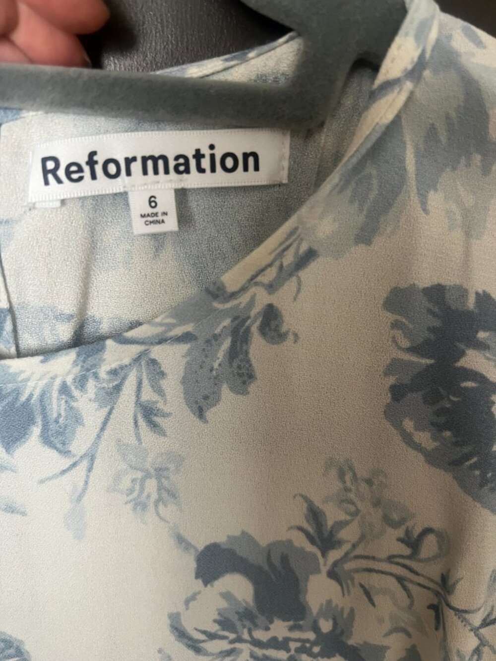 Reformation Gavin Teacup Blue Floral Open Back Midi Dress - Picture 5 of 5